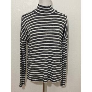 Banana Republic The Signature Tee Small Stripped Knit Top Mock Neck Stretch